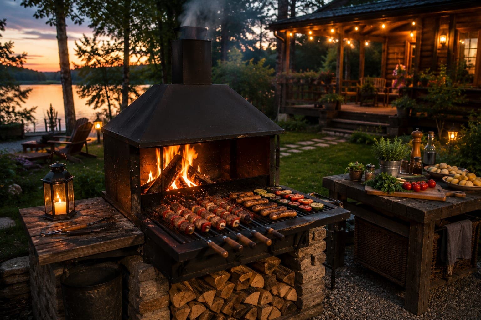 A grill set outdoors
